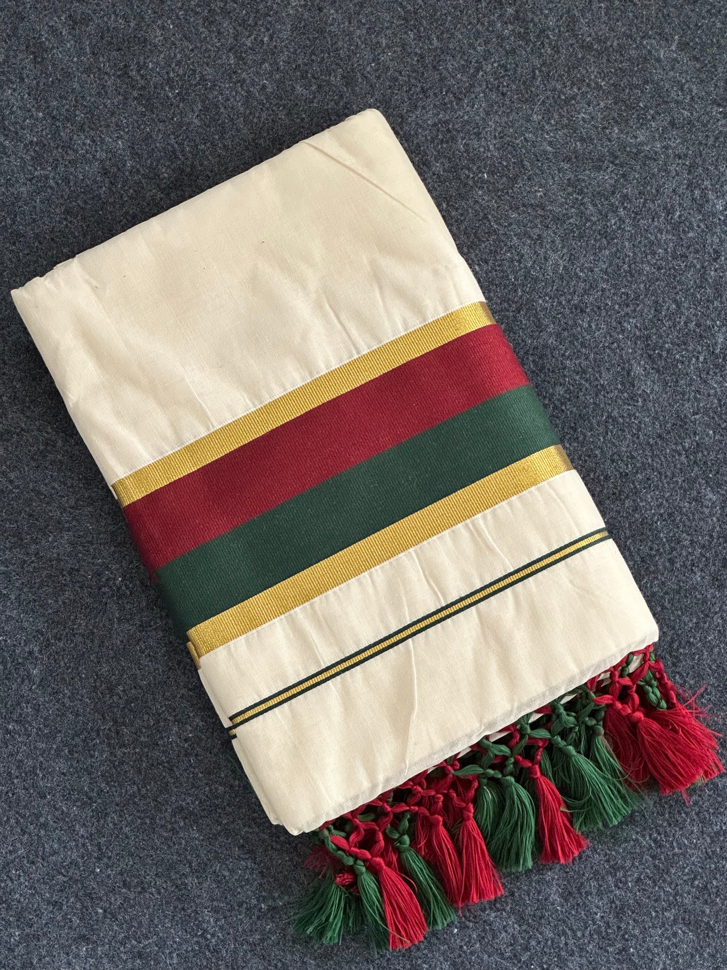 Thanima_Tri-Color Border Kerala Set Saree