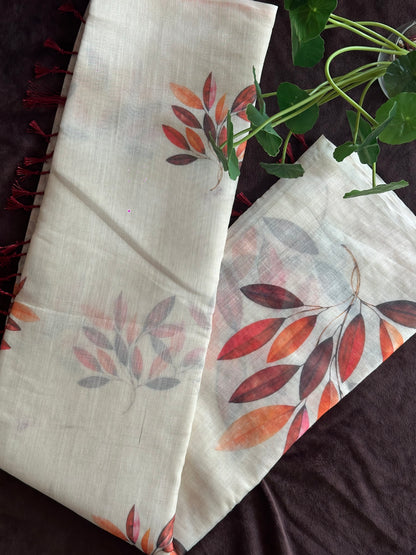 dhalam_Ice cream saree- Leaf Print