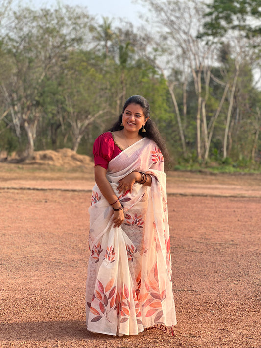 dhalam_Ice cream saree- Leaf Print