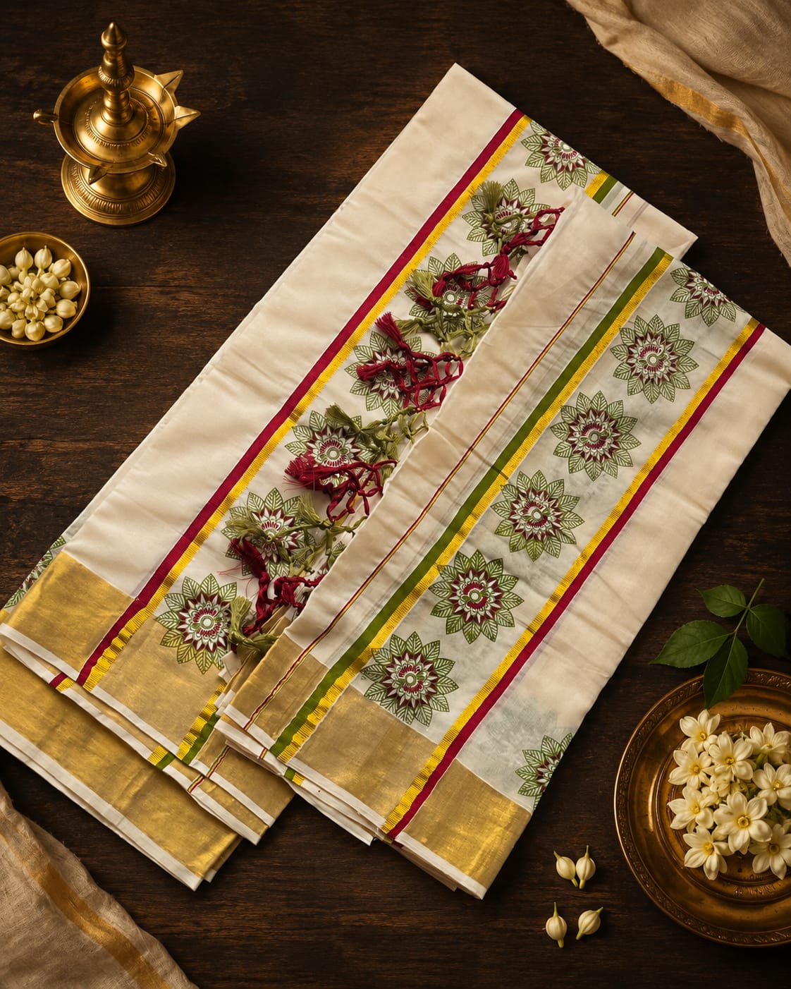 Mulla Off-White Kerala Cotton Set Mundu